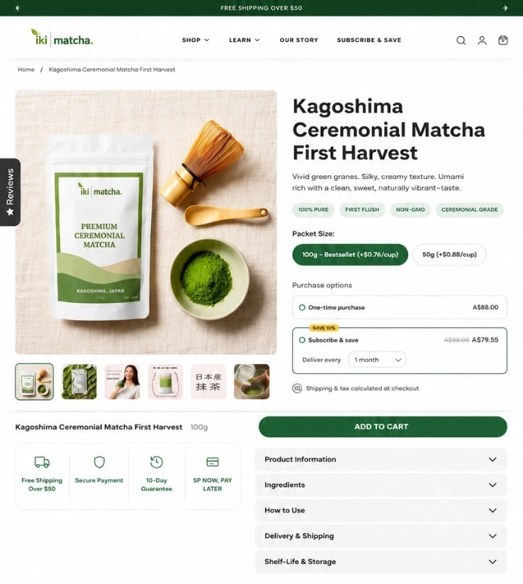 Iki Matcha Shopify store