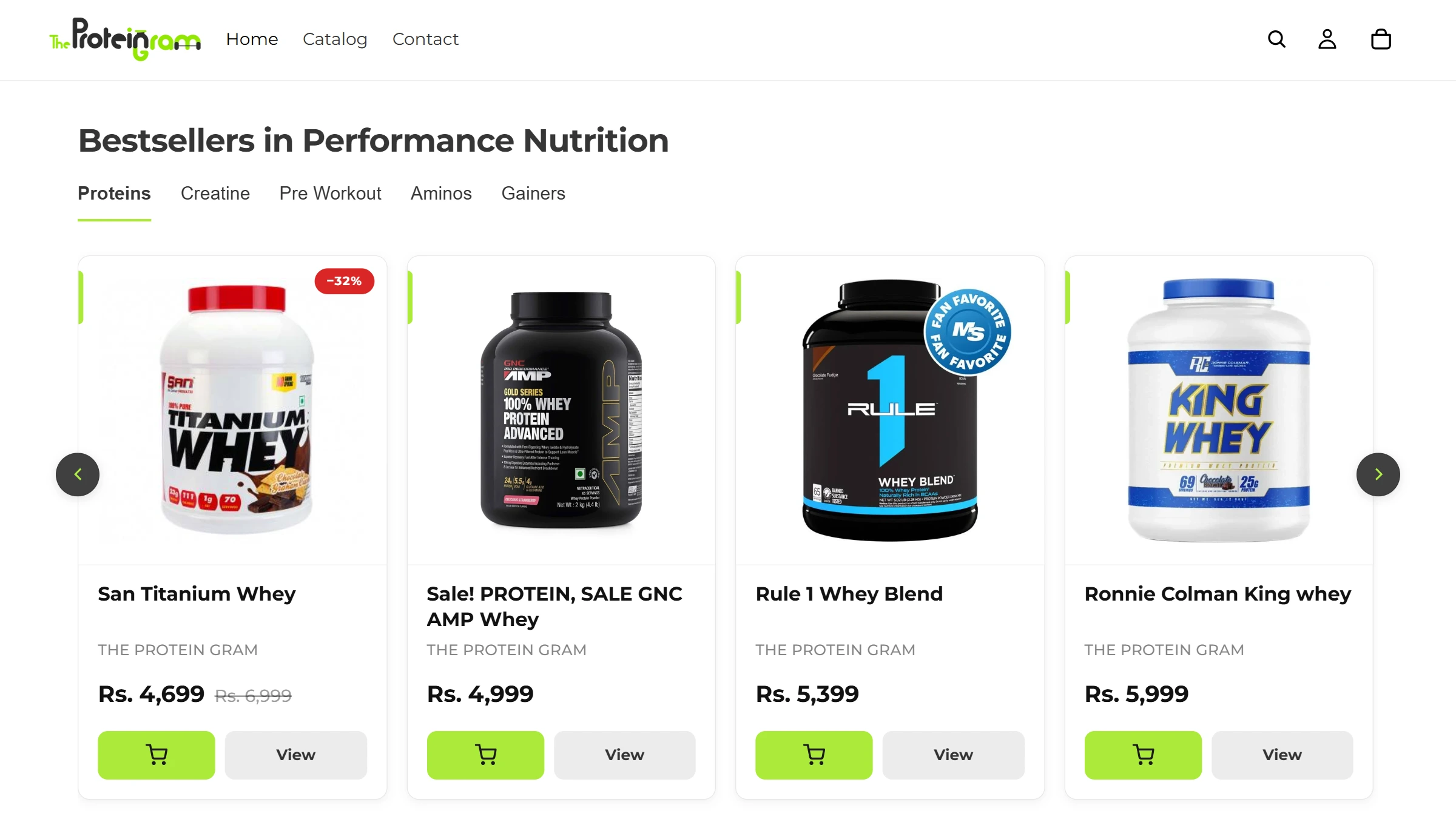The Protein Gram Shopify store
